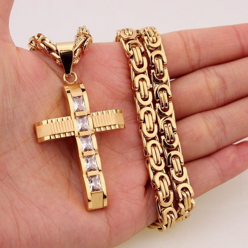 Stainless Steel Pendant Christian Curved Cross Necklace
