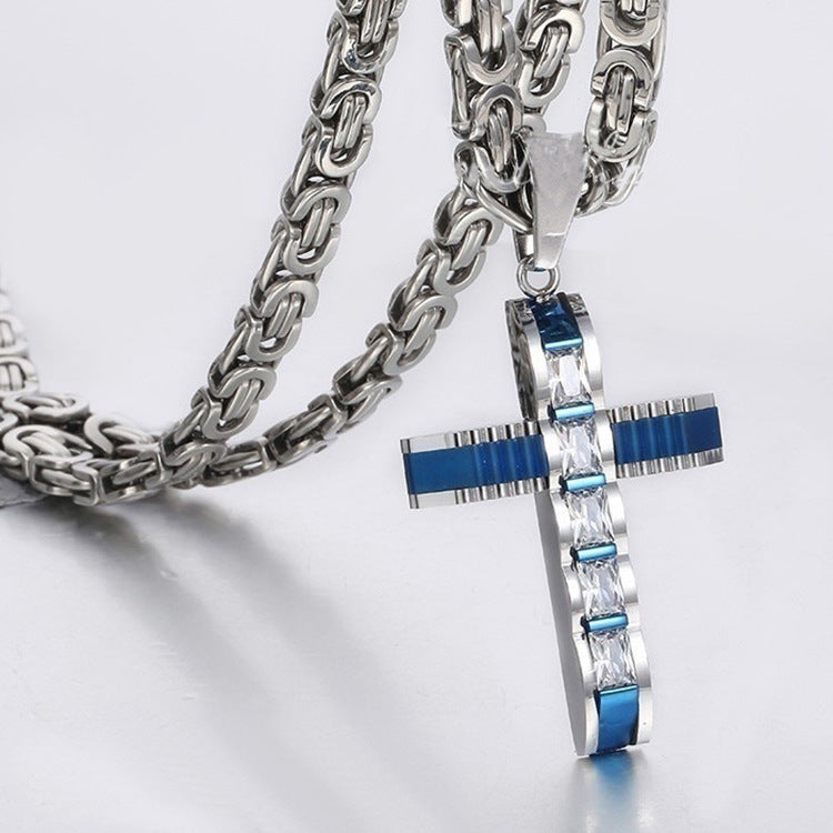 Stainless Steel Pendant Christian Curved Cross Necklace