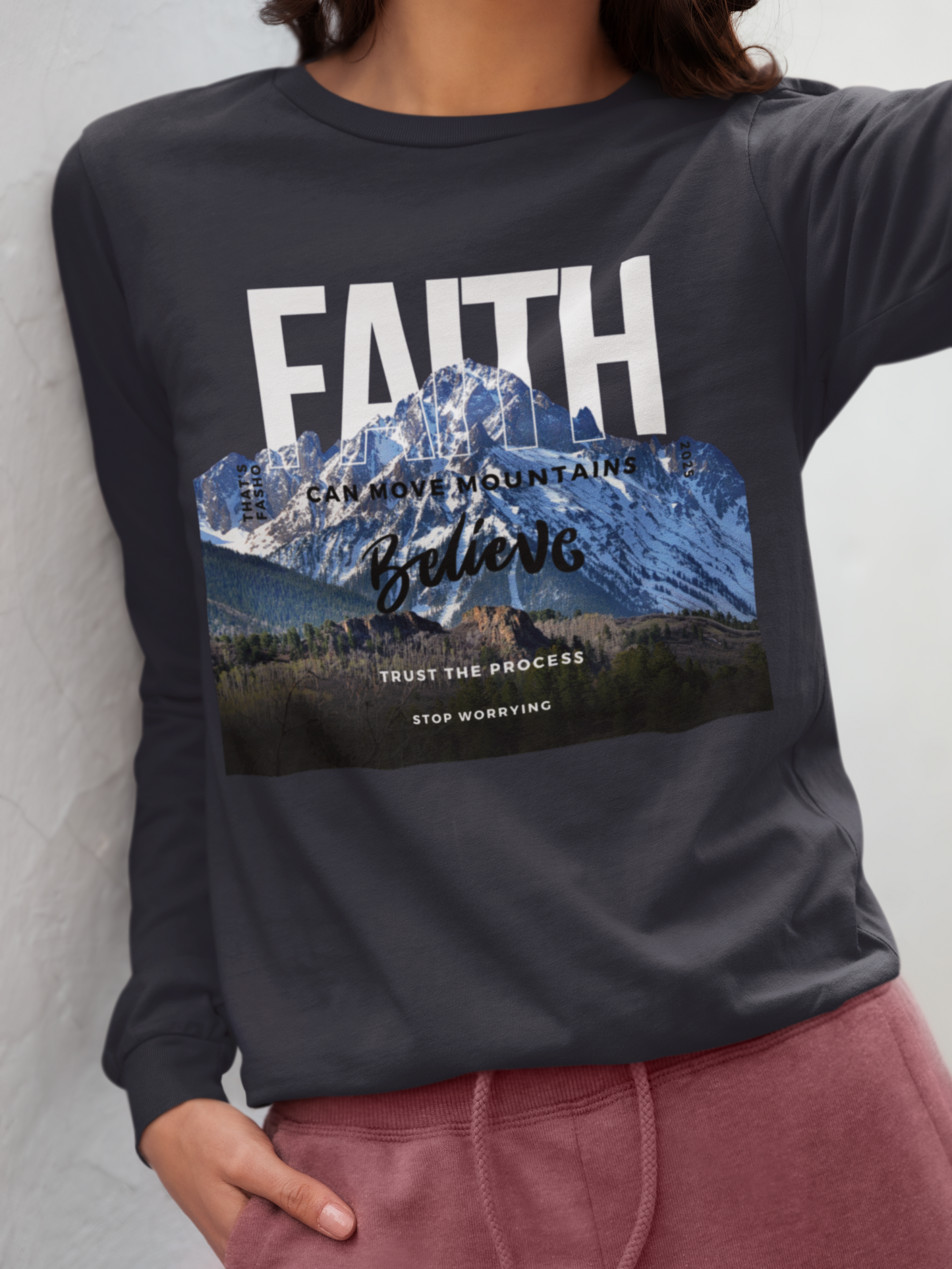 Faith Moves Mountains - Long Sleeve Tee - Thin